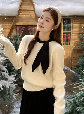 龙妹家白色加厚毛衣女内搭打底衫2025新款冬季穿搭高级感针织上衣