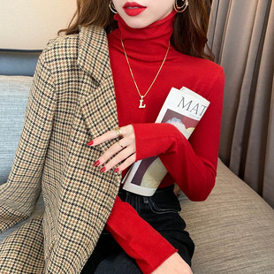 高领打底衫 新年红色毛衣女2025年新款 堆堆领内搭洋气秋冬宽松爆款
