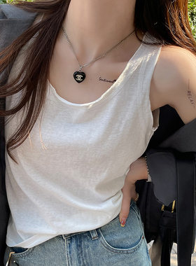白色棉麻吊带背心女外穿2026春夏款内搭宽松无袖坎肩t恤打底上衣