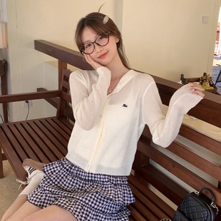 龙妹白色薄款连帽针织开衫外套女外穿2026春夏新款巨好看防晒上衣