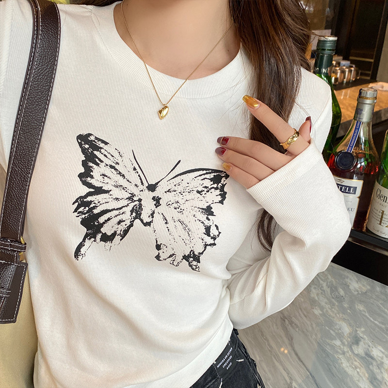 【赠运费险】薄款修身长袖T恤女图片