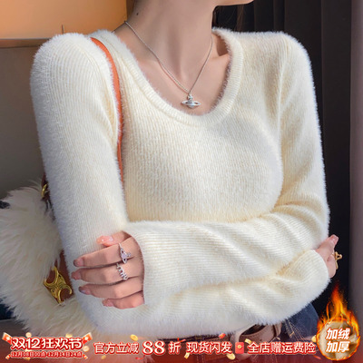 纯色圆领针织衫女修身打底