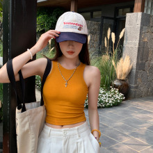 龙妹家橙橘色带胸垫工字吊带背心女夏外穿内搭2025新款无袖小上衣