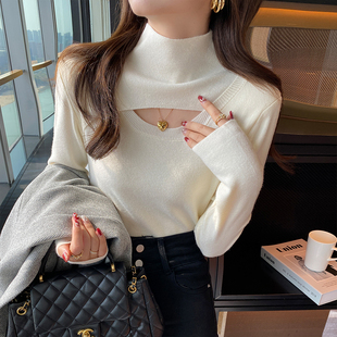 镂空设计感小众打底衫女秋冬内搭可外穿2026新款高领毛衣针织上衣