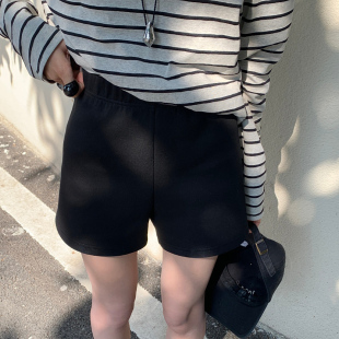 裤 龙妹家黑色松紧腰弹力短裤 休闲慵懒风工装 外穿2026春夏新款 女款