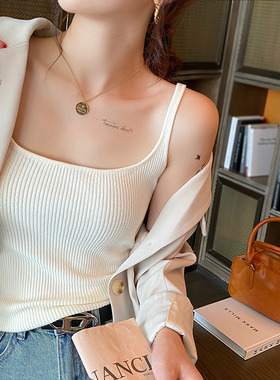 方领针织小吊带白色女内搭2026春夏新款独特黑色打底背心外穿上衣