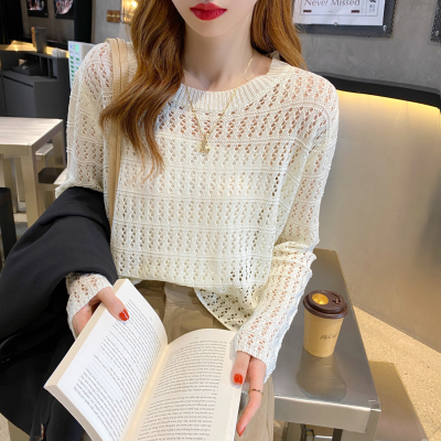 镂空套头针织罩衫宽松外套