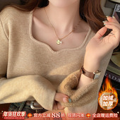外穿高级感加厚毛衣内搭2025新款 加绒打底衫 女秋冬季 低领保暖上衣