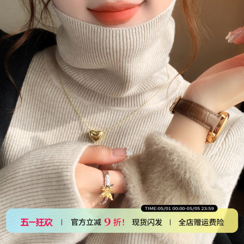 堆堆领加绒加厚针织衫女
