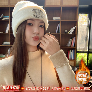 龙妹半高领加绒加厚毛衣打底衫女内搭2025新款冬季木耳边针织上衣