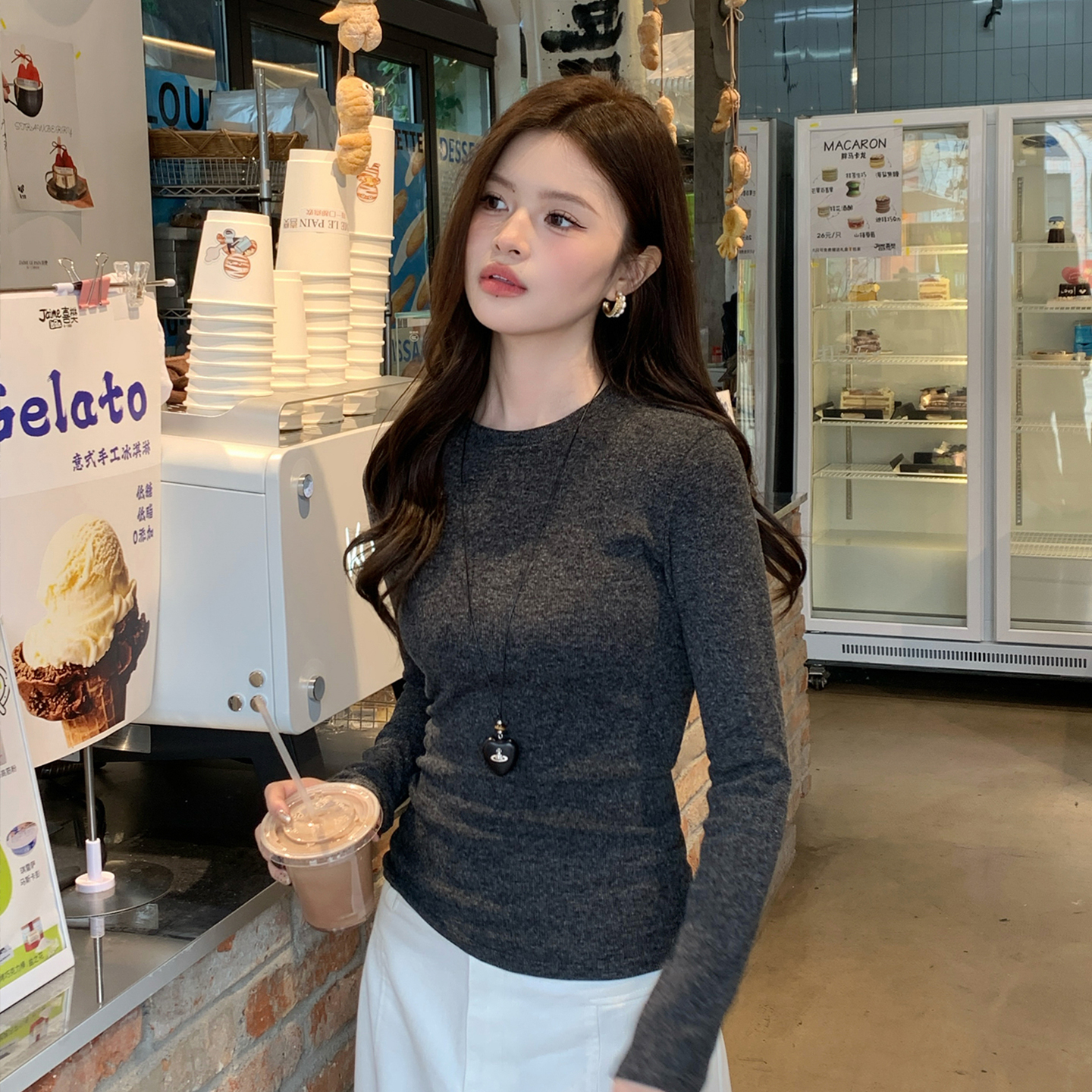 灰色打底衫上衣女内搭