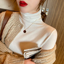 打底衫 内搭白色洋气修身 黑色堆堆领针织衫 初秋高领毛衣女2025新款