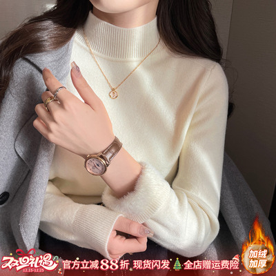 【杏色加绒加厚半高领】女内搭