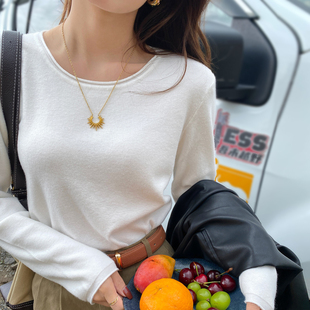 龙妹家白色针织打底衫 秋冬韩系慵懒巨好看上衣 毛衣女内搭2025新款