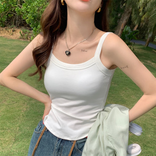 带胸垫一体美背黑色打底上衣夏季 白色吊带背心女内搭2025新款 外穿