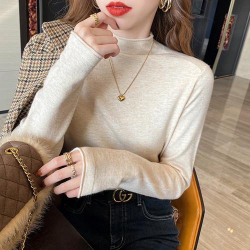 秋冬新款半高领针织打底衫女内搭