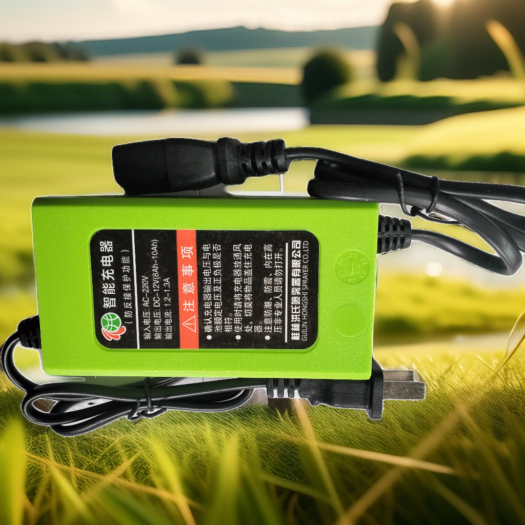 农用智能12V8ah铅酸电池专用充电器电动喷雾器通用T型三孔插头