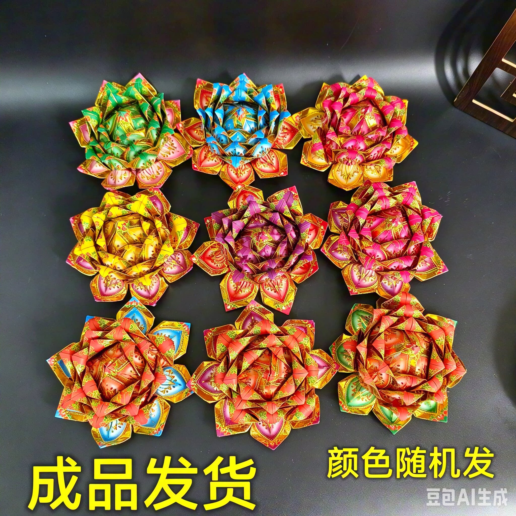 成品发货烫金9朵莲花初一十五祈福九转莲花拜拜菩萨寺庙礼佛家用