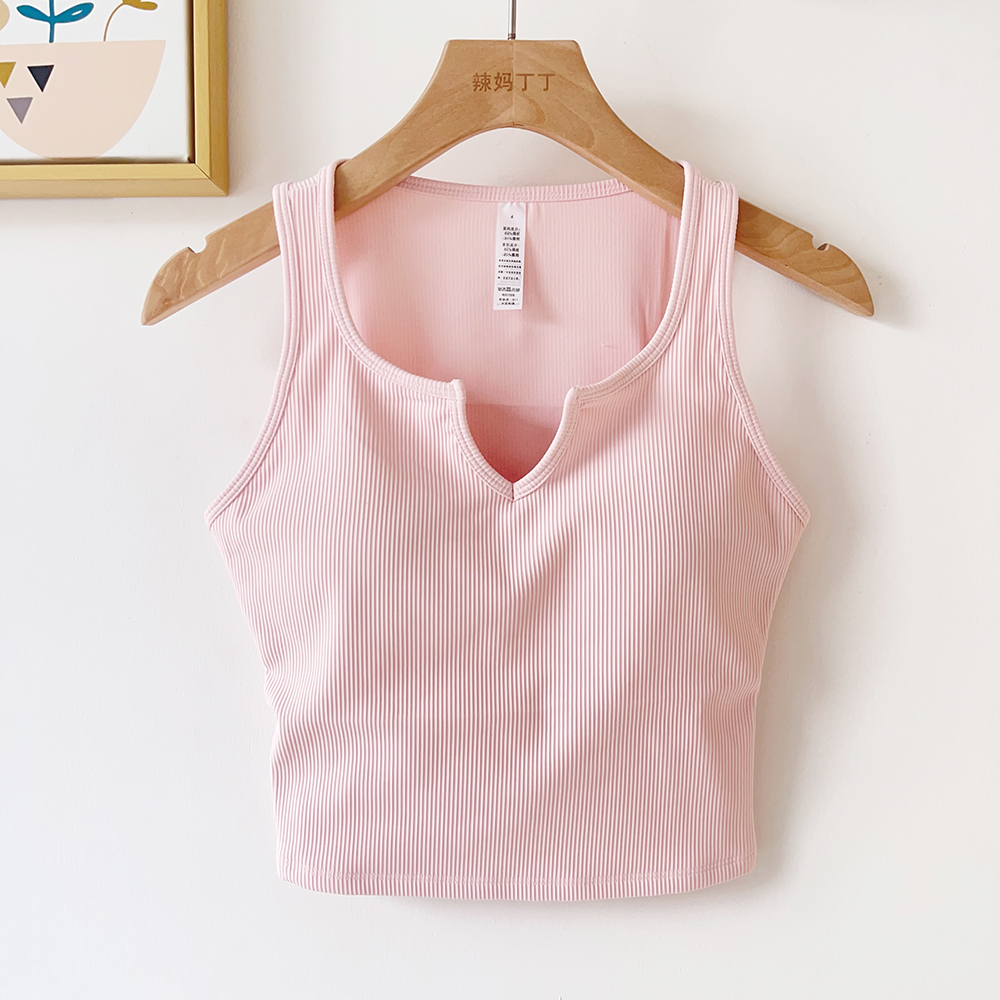 半固定胸垫瑜伽背心运动上衣