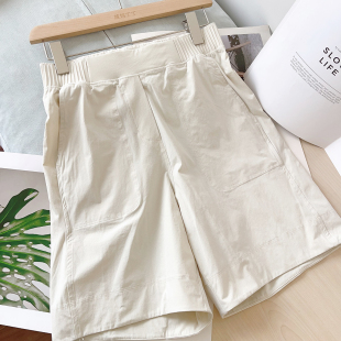 运动宽松直筒显瘦户外健身跑步短裤 高腰五分短裤 Woven Stretch