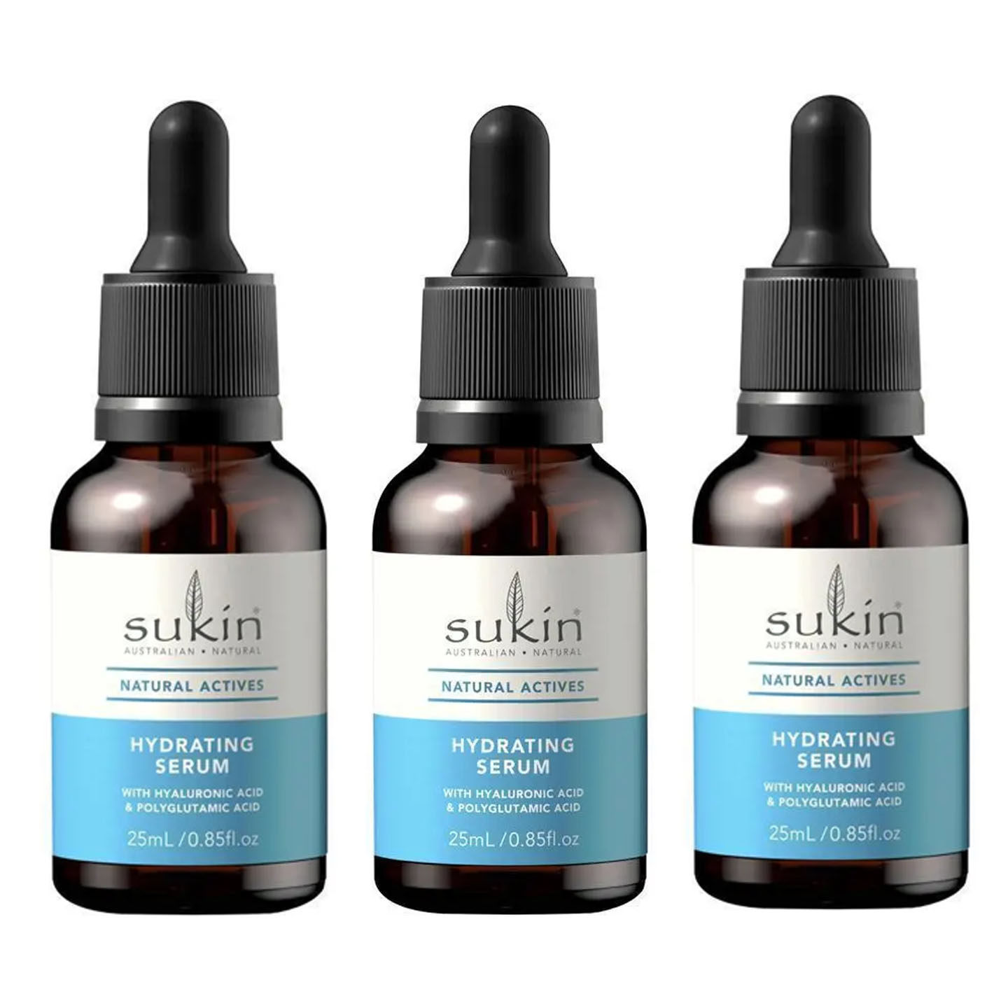 3件 澳洲直邮 SUKIN 苏芊 天然活性透明质酸保湿精华液 25ml