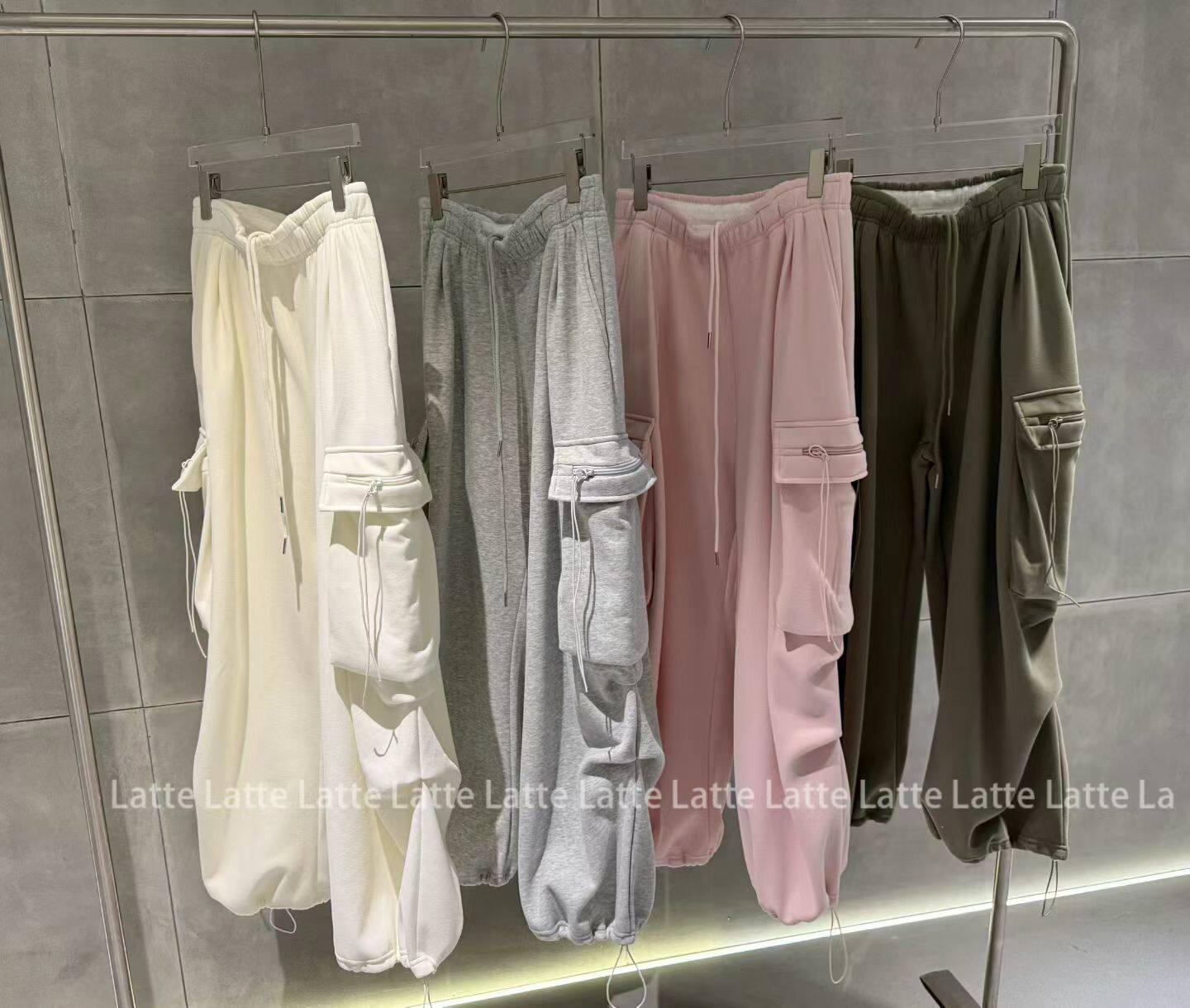 LATTE正版冬季新款 松紧腰百搭厚实工装大口袋加绒卫裤休闲裤女,女装/女士精品,卫裤,淘宝优惠券,粉丝福利购,淘宝优惠卷