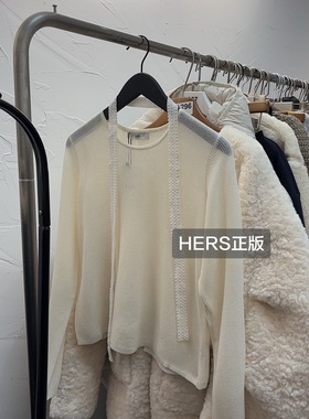 HERS正版新款 微透感觉的白色针织罩衫女