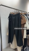 谢欧奈实体店早春新款 腰部绑带洋气宽松深灰色西裤 女