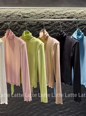 LATTE正版秋冬新款 颜色很美的高领纯色长袖打底衫T恤女