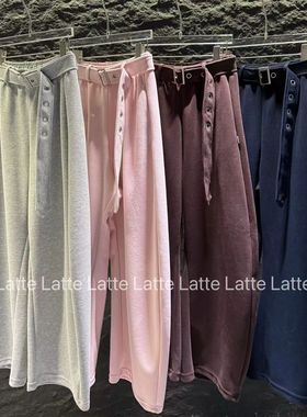 LATTE正版秋季新款 很好穿的腰带弯刀休闲卫裤女
