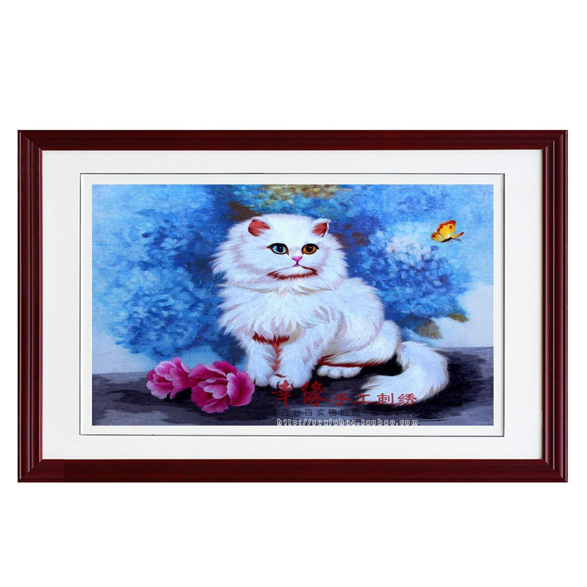 苏绣 纯手工高等绣 苏州刺绣代表作品猫 蚕丝线绣成品 高等刺绣画