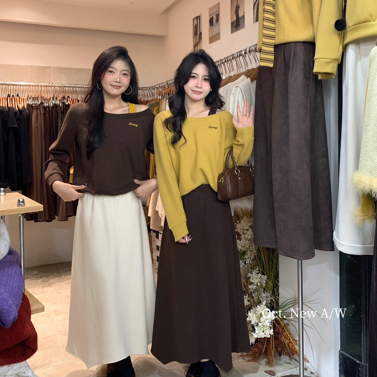 OCT/U.NI-冬上新不规则复合加绒超柔半身裙33404