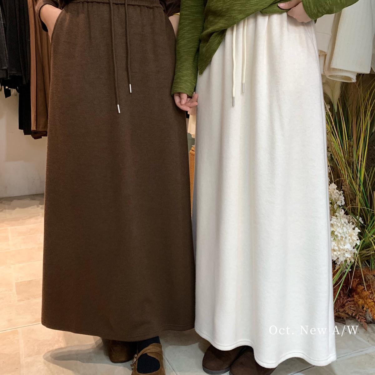 OCT/U.NI-冬上新抽绳口袋针织半身裙33359