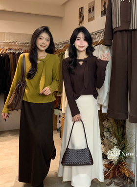 OCT/U.NI-冬上新领口调节飘带侧扭结上衣小衫80141