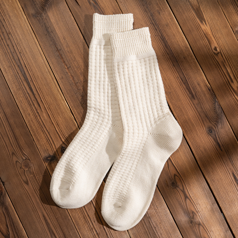 日系潮流复古棉米白色