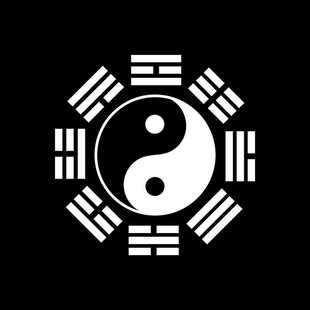 顺转太极图先天八卦图道场挂画黑白八卦后天八卦贴墙挂布装饰画芯