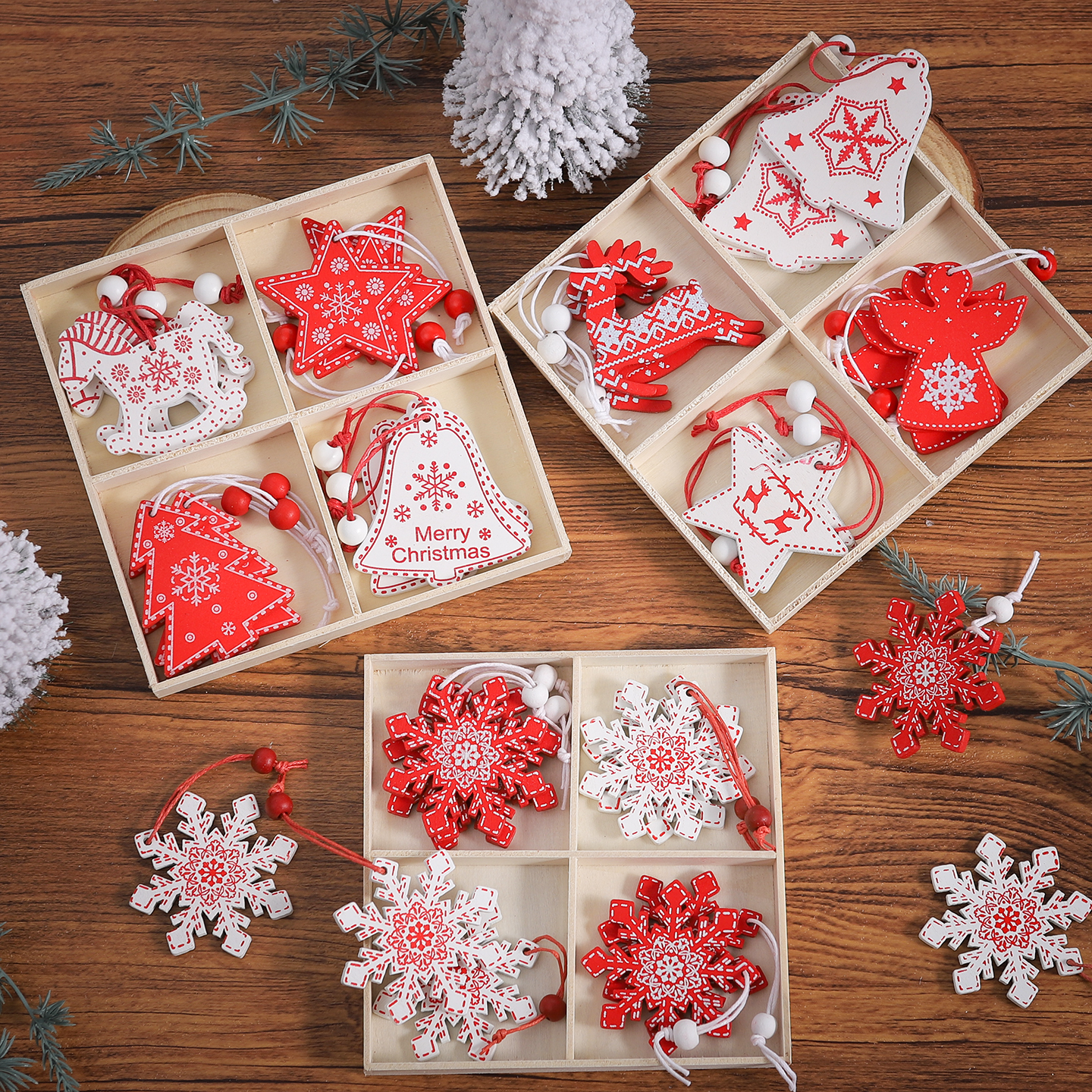 森韵木质小挂件圣诞树装饰品