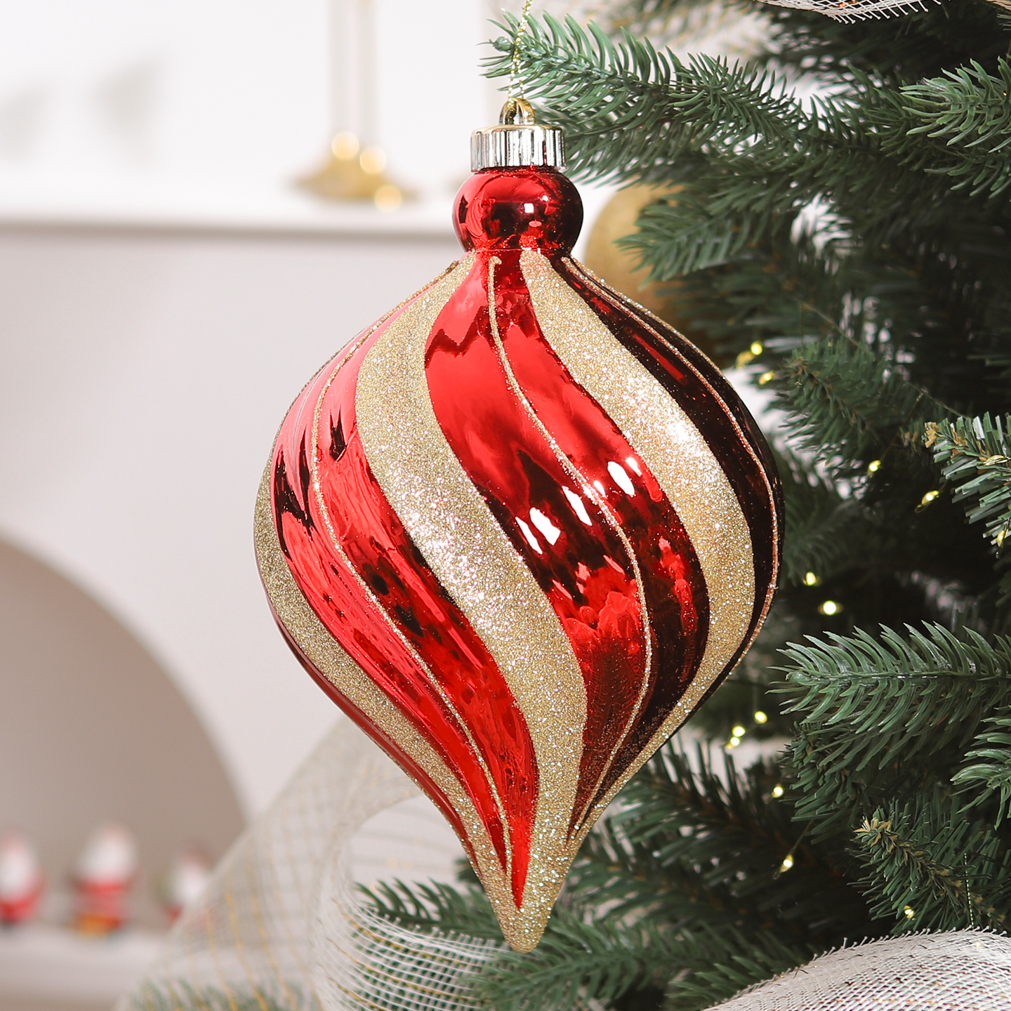 森韵圣诞球10cm15cm异形球圣诞树彩绘吊球金色红色圣诞节装饰挂球