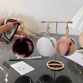 可爱獭兔毛小毛球钥匙扣挂饰简约高档ins网红毛绒毛球包包挂件女