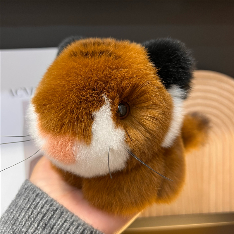 獭兔毛本命年小老虎汽车钥匙扣挂件可爱毛绒球书包包挂饰生日礼物