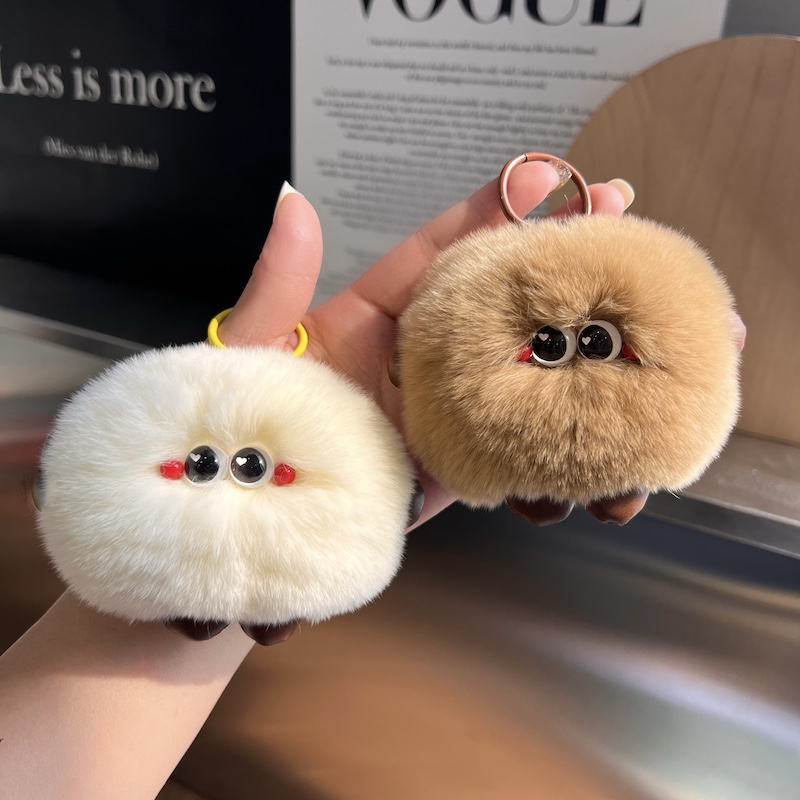 可爱钥匙扣挂饰真獭兔毛