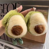可爱牛油果 真獭兔毛汽车钥匙扣挂件ins毛绒球书包包挂饰礼物