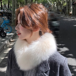真狐狸毛皮草围巾女冬季新款气质保暖加厚双面磁吸扣围脖毛领子
