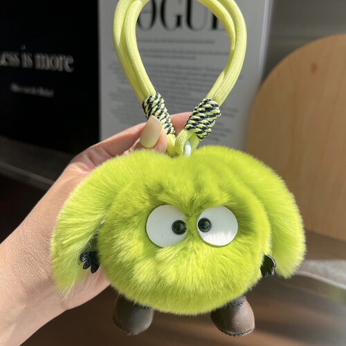 可爱真獭兔毛小苹果汽车钥匙扣