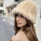 水貂毛渔夫帽冬季 皮草帽子女秋冬韩版 可调节显脸小百搭日系盆帽