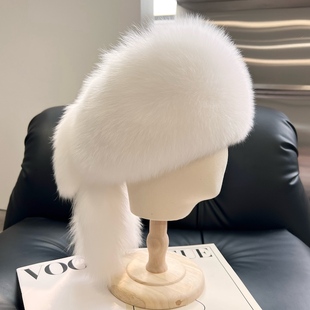 新款冬季保暖百搭女士狐狸毛皮草帽子真毛整皮蒙古帽东北滑雪帽