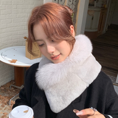 秋冬交叉吸扣围脖简约女皮草