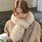 赛雅娜 高端奢华双面狐狸毛围巾温柔秋冬季 保暖加厚围脖毛领子女