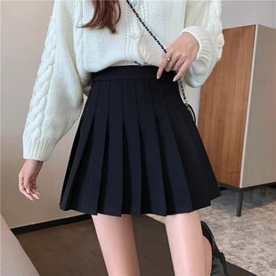 百褶裙女秋冬百搭学生短裙高级感冬季 毛呢高腰显瘦A字半身裙
