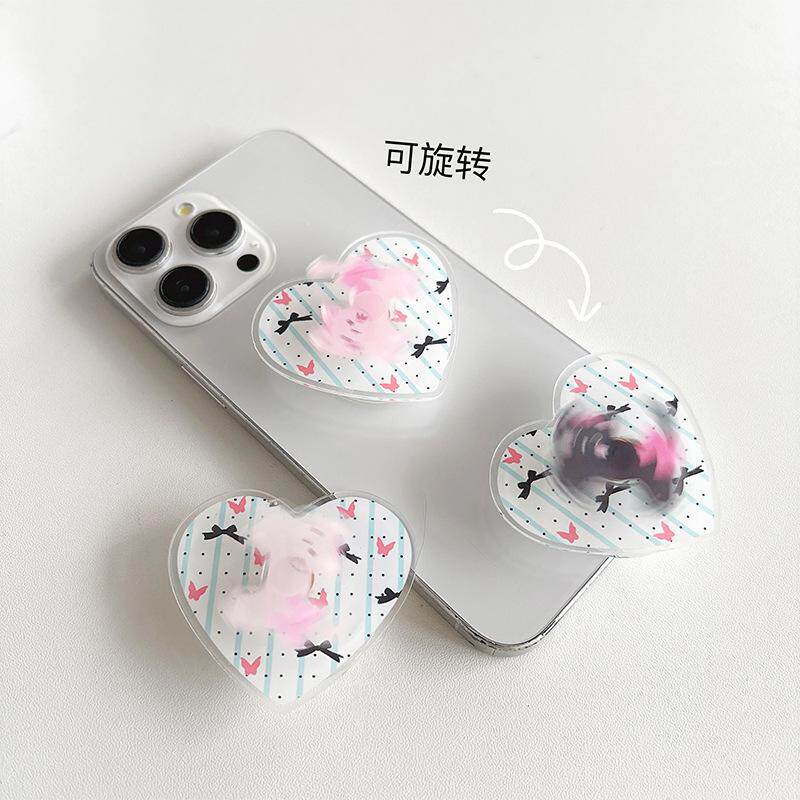 少女心手机气囊支架爱心ins风领结猫咪旋转解压粘贴式桌面看追剧